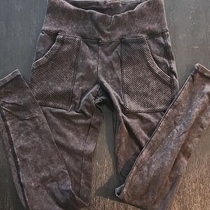 Womens Charcoal Ribbed Leggings